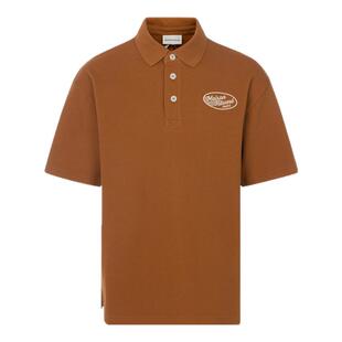 MAISON KITSUNE 春季烟草色棉质刺绣男休闲短袖POLO衫银泰百货
