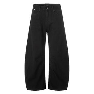 Z POCKET美式复古弯刀裤黑色牛仔裤男女阔腿工装裤修身显瘦休闲裤