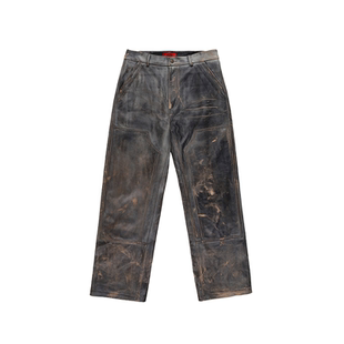 【贾斯汀比伯同款】424  意大利产 侵染磨破水洗做旧直筒牛皮长裤