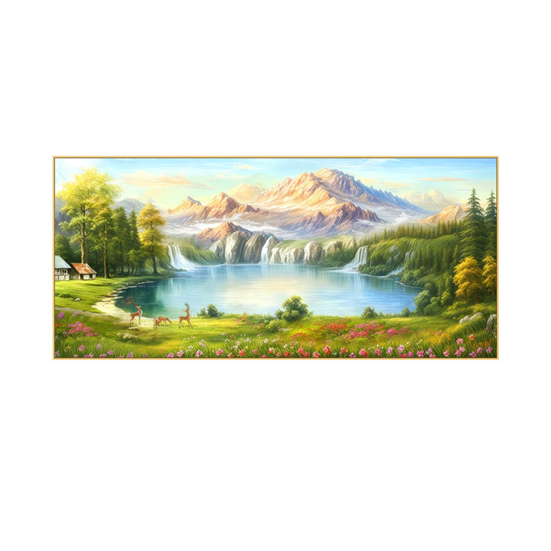 聚宝盆山水画靠山图客厅装饰画轻奢高级感沙发背景墙挂画2026新款