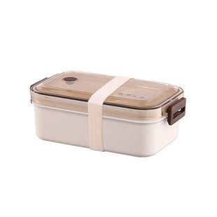 振兴304不锈钢学生饭盒密封便携餐盒带勺家用分隔 便当盒可微波炉