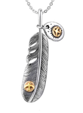 日韩风羽毛钛钢男项链情侣