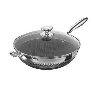 歌洛尼不锈钢炒锅不粘锅家用燃气灶适用凹面电磁炉专用圆底炒菜锅