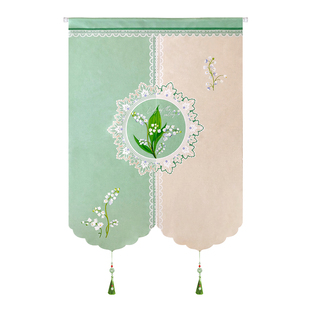 法式蕾丝纱帘免打孔卧室门帘隔断帘新款高档客厅遮挡帘子装饰挂帘