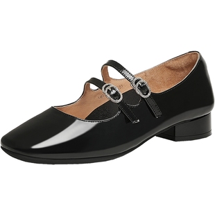 天美意2025新款通勤贵气感休闲法式复古女玛丽珍鞋KM062AQ5