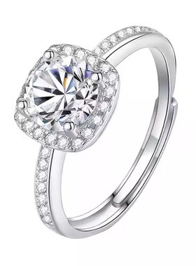 小方糖925一克拉莫桑石戒指女生轻奢小众指环送闺蜜女友生日礼物