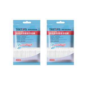 teetips牙线成人双线牙线棒家用剔牙签便携家庭装一次性护理超细