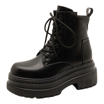 松糕底皮靴增高女鞋子今年流行款