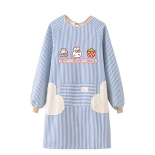 长袖围裙厨房家用大人罩衣女2025新款秋冬做饭工作服围腰网红棉麻