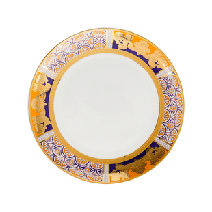 家用骨瓷5-10英寸浅菜盘月光平盘中式浮雕金西餐盘小碟子菜碟餐盘