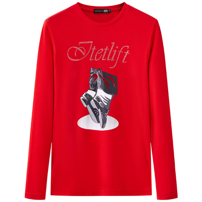 bm字母烫钻ins修身秋季长袖t恤