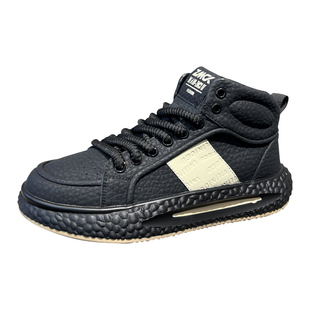 高帮男鞋2025秋冬新款皮面厚底增高潮流休闲板鞋运动加绒保暖棉鞋