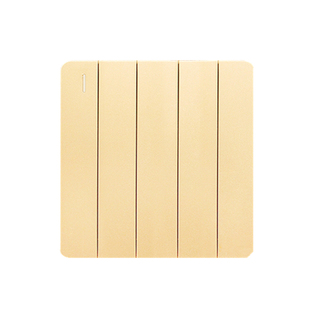 家用86型客厅五开单控灯开关5开一路双控暗装5联香槟金色照明面板