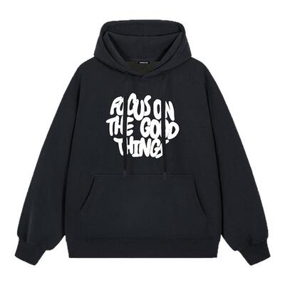 itGROUNDZERO2025秋冬加绒宽松街头字母连帽长袖卫衣上衣情侣款男