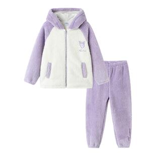 玉桂狗IP巴拉巴拉儿童睡衣女童加厚珊瑚绒家居服大童保暖冬季新款