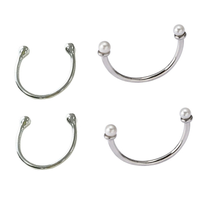 S925纯银开口珍珠叠戴可调尾戒