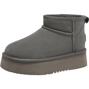 松糕厚底内增高雪地靴女2025冬新款加绒加厚保暖时尚百搭面包棉鞋