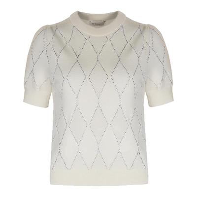 MESUX米岫女装夏菱格水钻提花泡泡短袖MKSUE301