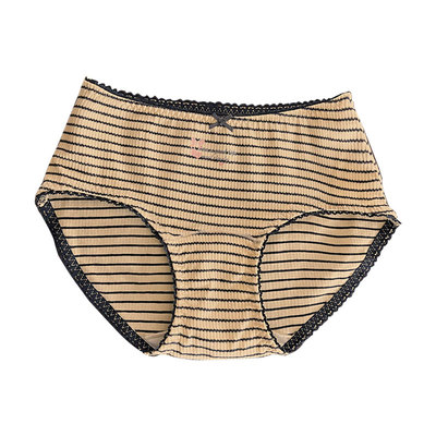 女士内裤条纹纯棉中腰性感三角裤