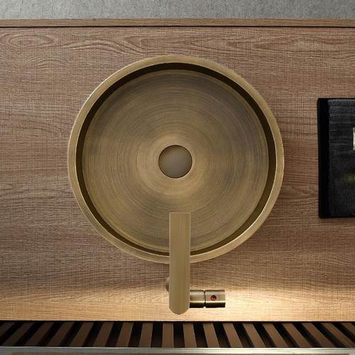 壮钢 仿古铜色不锈钢台上盆民宿酒店洗手盆单盆新中式复古洗脸盆