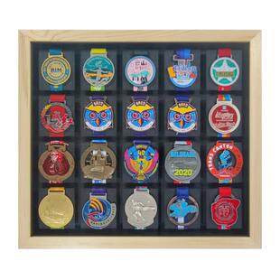 马拉松奖牌展示架实木收纳运动金牌体育奖章挂墙中空KEEP画框相框
