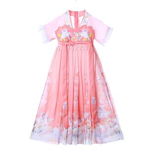 女童汉服春款短袖连衣裙2026新款古风儿童演出服高级超仙公主襦裙