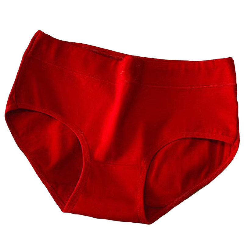 【好穿6条】纯棉红色内裤女中腰