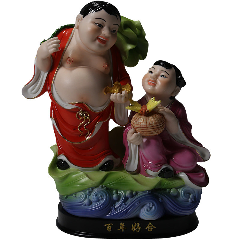 微美德化8寸和合二圣陶瓷摆件