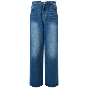 【蔡文静同款】PORTSPURE女装夏季直筒宽松牛仔裤RT3P902UDC013