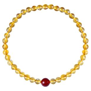 天然正品黄水晶手链女4mm巴西圆珠极细转运手串6mm招财一夜暴富