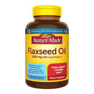 美国直邮 Nature Made Flaxseed Oil亚麻籽油1000mg软胶囊100粒装