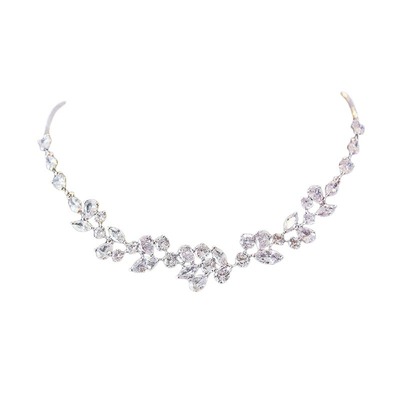 奢华可调节锆石颈链女宴会项链闪