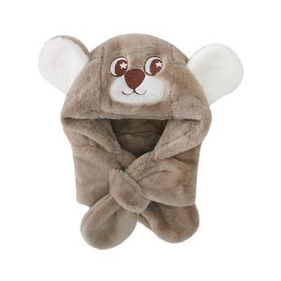 宝宝帽子冬季加厚男童毛绒帽保暖儿童围巾帽可爱女童童装婴儿冬装