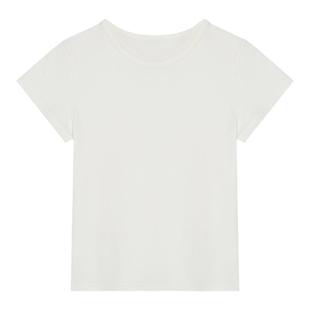 范洛短袖T恤女2026夏新款双面棉纯色修身圆领小飞袖百搭体恤上衣