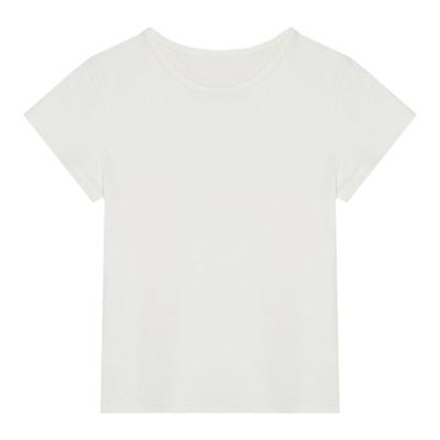 范洛小飞袖圆领纯色修身棉T恤