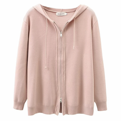 大码针织衫外套双头拉链开衫毛衣