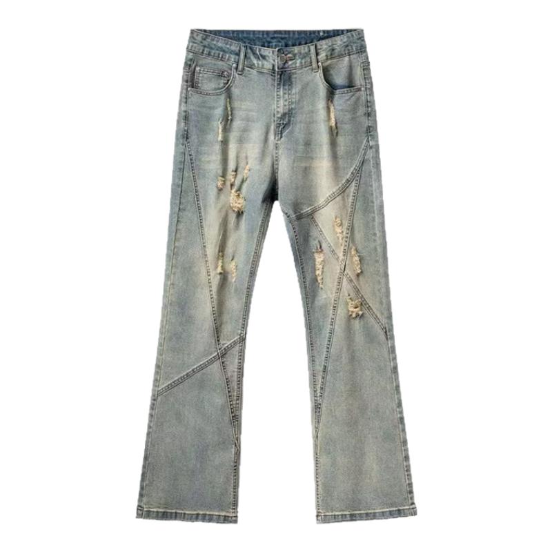 【现货清仓】UNKNOWTAL水洗做旧直筒牛仔裤长裤子男秋季阔腿宽松