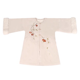 拟梦柿柿如意原创妆花马面秋冬汉服保暖圆领袄毛绒内里派克服外套