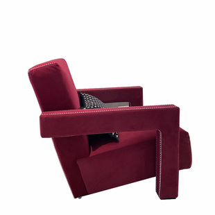 意式极简乌德勒支单人沙发休闲椅客厅设计师款暗红色网红沙发ins