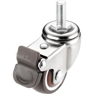 静音丝杆万向轮1/1.5/2/3寸M6M8M10M12带刹车转向脚轮家具小轮子