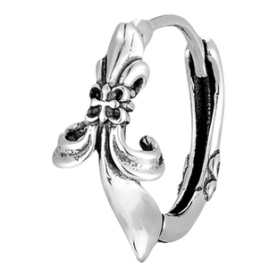 KREAM 925银复古做旧鸢尾徽章耳圈男嘻哈女欧美潮流耳环耳钉个性