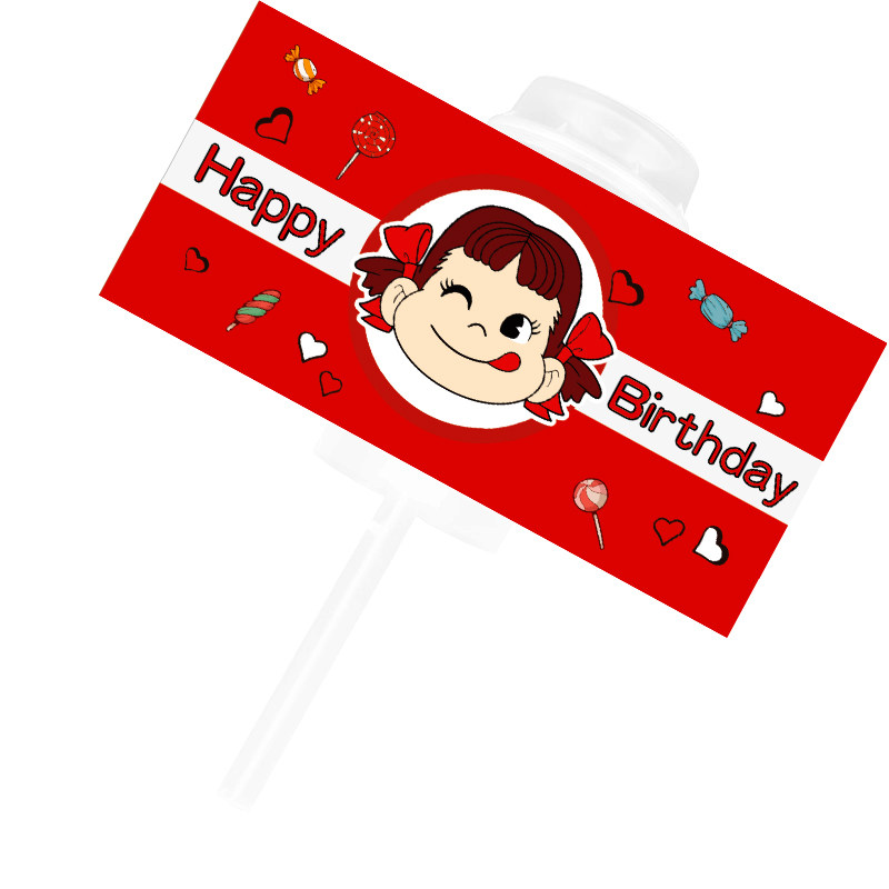 卡通大头女孩生日蛋糕装饰贴纸
