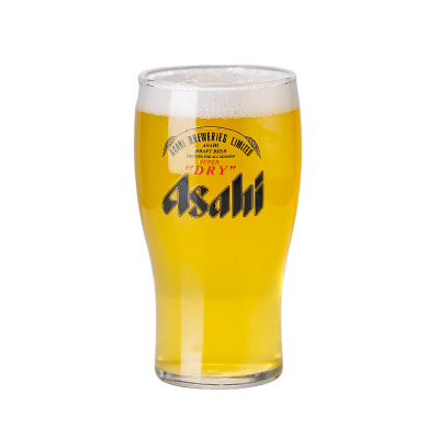 朝日啤酒杯大容量玻璃杯家用带把扎啤杯加厚果汁饮料英雄杯商用