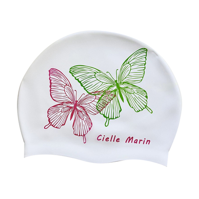 ciellemarin硅胶防水蝴蝶成人儿童游泳帽大号护耳泳帽加大版泳帽