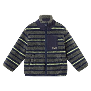 多多家男童棉服羊羔绒2025冬装新款秋冬季儿童条纹棉袄棉衣外套潮