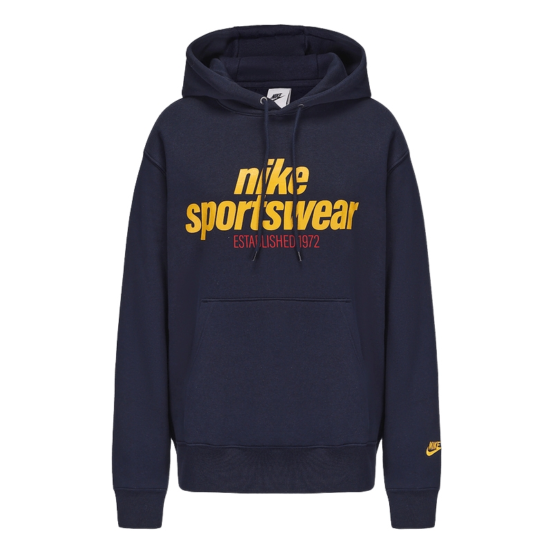 Nike耐克男子图案卫衣秋冬新款加绒保暖连帽复古套头衫HJ2160-451