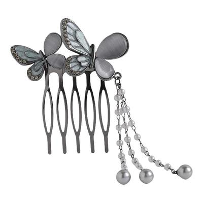 国风猫眼蝴蝶插梳新中式国风