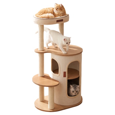 hoopet猫抓板爬架一体双层猫别墅