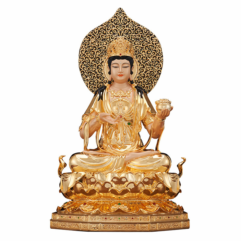 台湾铜鎏金坚牢地神佛像家用供奉十二天之地天用地神中式摆件祝福