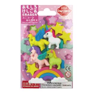 包邮 IWAKO岩泽 日本进口儿童可爱趣味拼插橡皮板装全家福-动物类